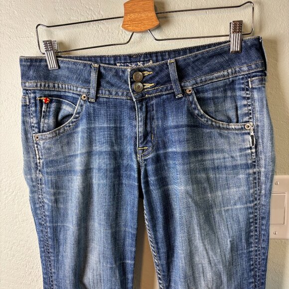 Hudson Bootcut Jeans Women’s 29 Blue Medium Wash Damaged Hem USA Made READ - Picture 2 of 12